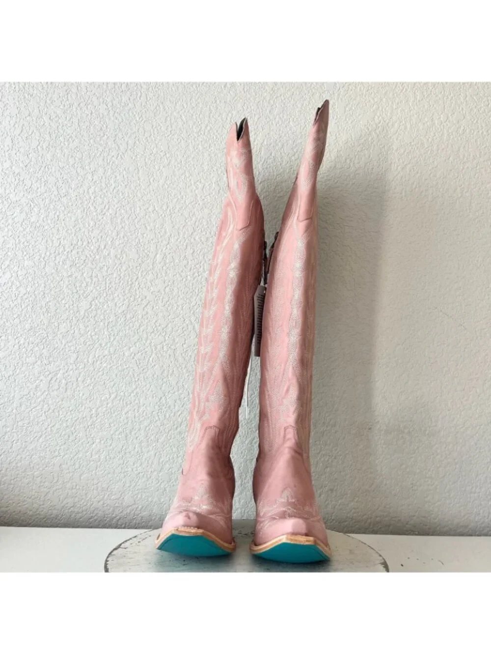 Lane LEXINGTON Over the Knee Womens Cowboy Boots 8.5 Pink Western Cowgirl Tall